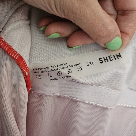 SHEIN PLUS SOLID RUFFLE TRIM ONE PIECE SWIMSUIT - Picture 4 of 11